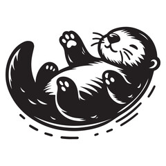 Otter Silhouette Illustration White Background