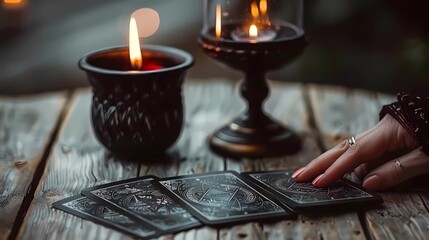 tarot cards and candle