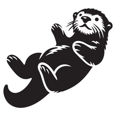 Otter Silhouette Illustration White Background