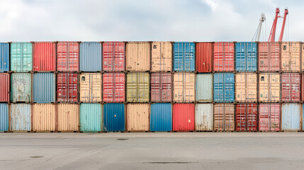Fototapeta premium Global Trade in Motion A Cargo Container Being Lifted by a Crane Against Symbolizing the Vital Role of Transportation and Logistics in International Commerce