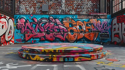 display podium on graffiti background	