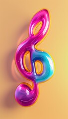 Obraz premium 3D rendered colorful music note a plastic cartoon style, created with AI-generated imagery