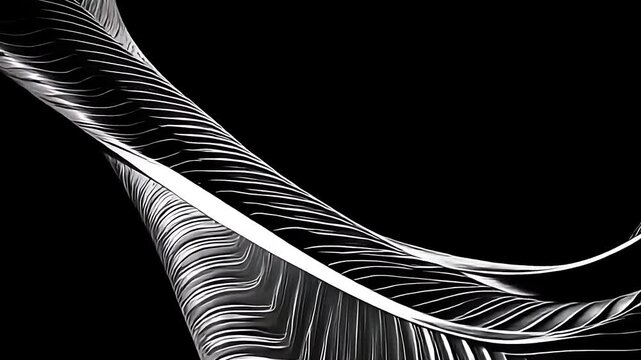 Silver geometric abstraction creating mesmerizing patterns on a black background