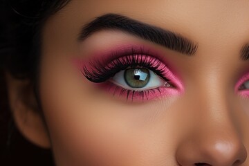 Obraz premium macro and close-up creative make-up theme: beautiful female eye make-up