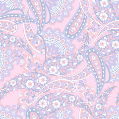 Paisley seamless floral pattern. Damask vintage background