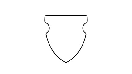 Vector shapes in form of different shields, coat of arms, badges, black outline, cyber security