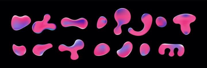 Set of abstract pixelated shapes. Liquid shapes collection.
