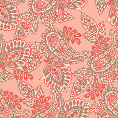 Seamless pattern based on traditional Asian elements Paisley. Traditional colorful seamless paisley vector pattern. Pattern for textile design or fabrics. Fashionable delicate design