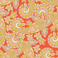 Vector seamless paisley pattern. Vintage flowers background. Decorative ornament backdrop for fabric, textile, wrapping paper, card, invitation, wallpaper, web design
