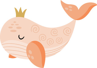Cute whale princess with crown