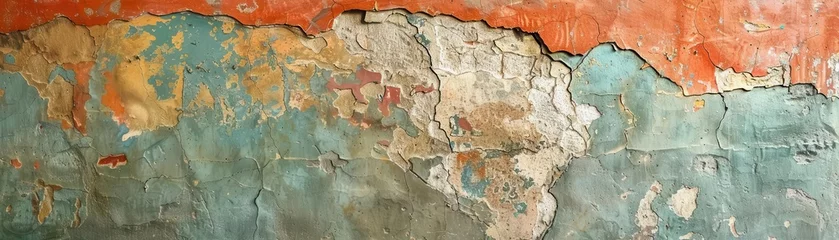 Crédence de cuisine en verre imprimé Fresco painting on a wall, Vintage, Earthy, Illustration, Highlighting artistic technique