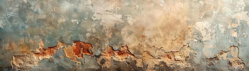 Naklejka premium Fresco painting on a wall, Vintage, Earthy, Illustration, Highlighting artistic technique