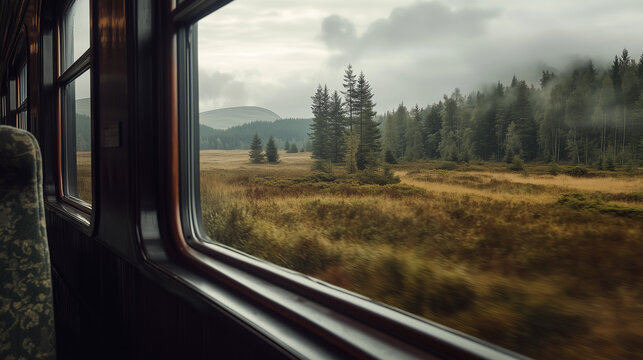 Panorama visto dal finestrino del treno. Viaggiare.