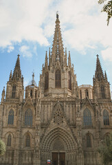 Fototapeta premium Old Catholic stone church in Gothic style. Gothic cathedral in Spain