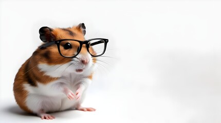 playful hamster with a smart and funny face, isolated on white background
