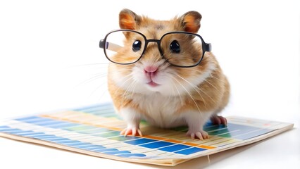 hamster with glasses, clever and funny hamster with a charming expression