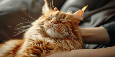 Elegant Grooming Session of a Maine Coon Cat Highlighting Self-Care Practices