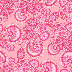 Madhubani, kalamkari, kani seamless pattern. Vector Ajrakh Ikat print patola. Background digital printing textile pattern floral allover design