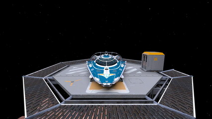 宇宙船格納庫　3DCGレンダリング © tsuneomp