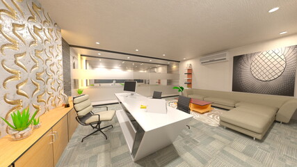 オフィス空間　3DCGレンダリング