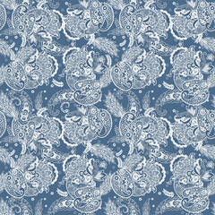 Floral paisley seamless pattern. damask vector background