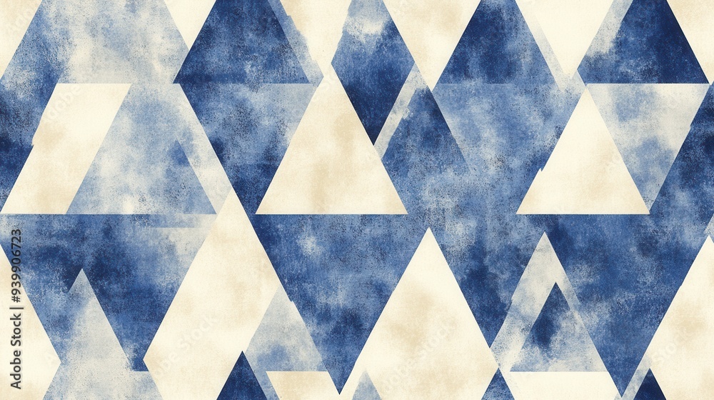 Sticker a blue and white abstract painting with triangles