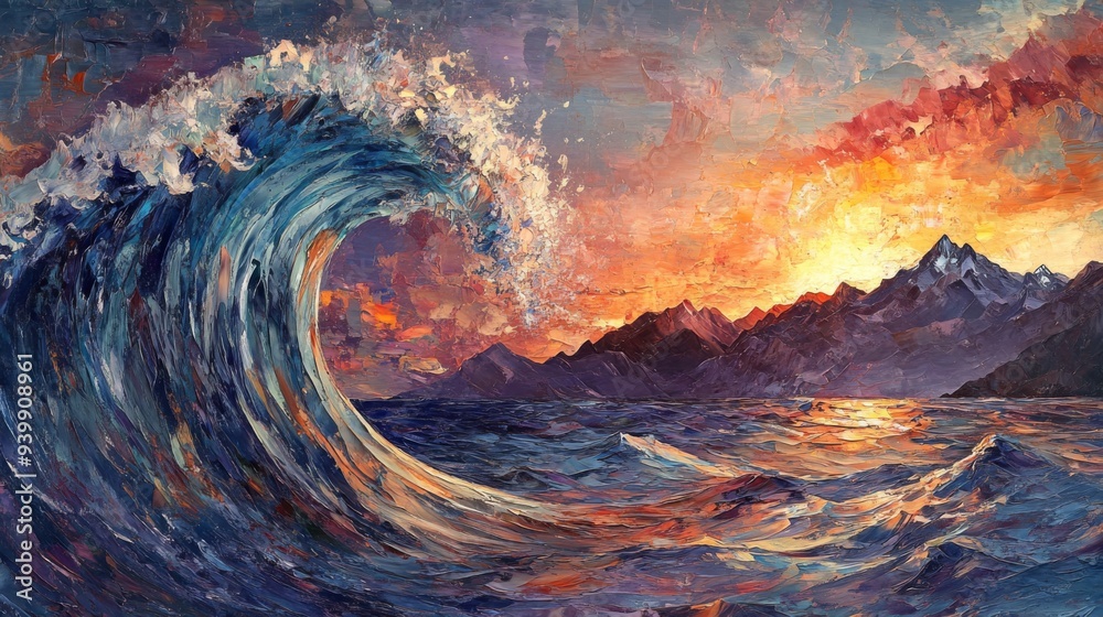 Canvas Prints epic ocean wave at sunset