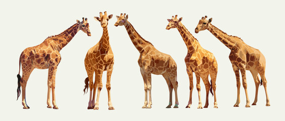 Naklejka premium giraffe. giraffes, animal africa safari savanna mammals wildlife realistic fauna beasts vector illustrations set