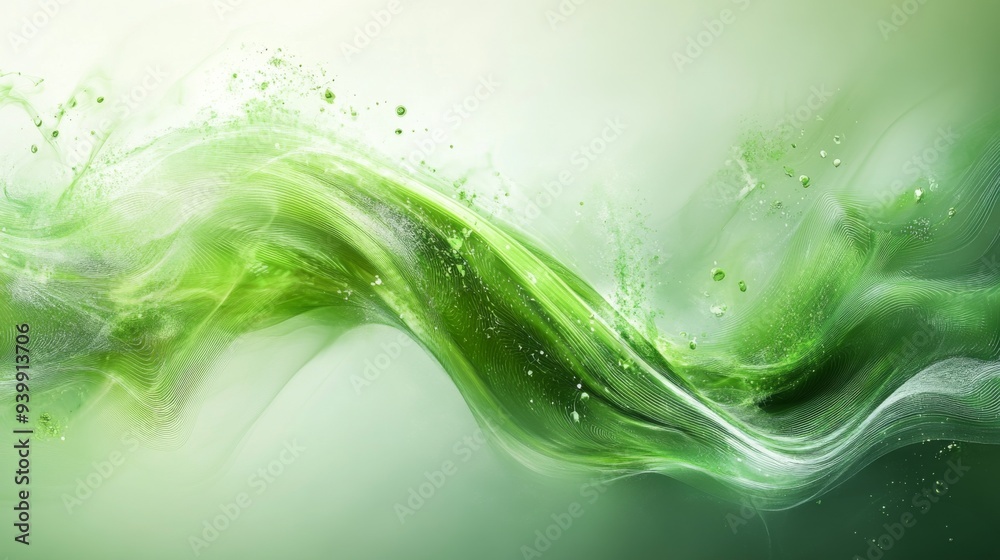 Poster abstract green wave art