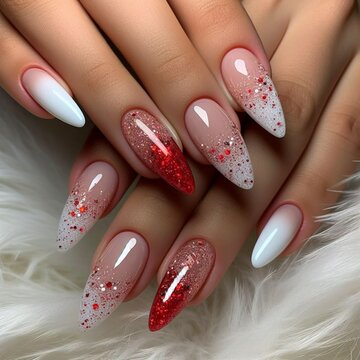 unhas manicure gliter vermelho