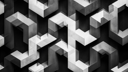 Obraz premium Abstract Monochrome Geometric 3D Pattern