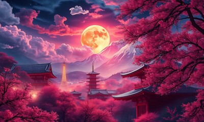 Fototapeta premium Japan background digital art