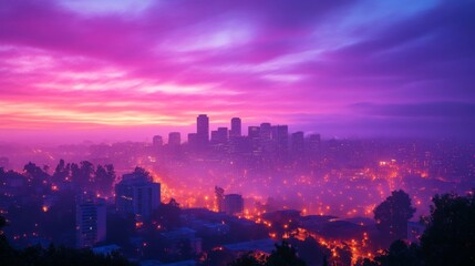 Fototapeta premium Purple Cityscape at Twilight