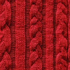 Fototapeta premium Soft red knitted wool fabric, seamless pattern