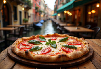 traditional italian pizza on the streets of venice
