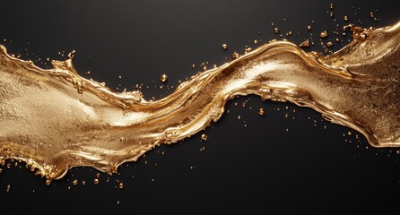 golden liquid splash on dark background