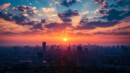 Fototapeta premium City Skyline at Sunset