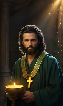 of St. Jude in divine setting, serene, radiant