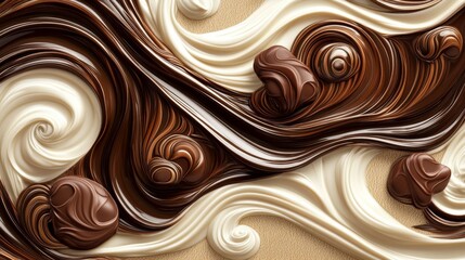 Abstract Swirl Pattern in Chocolate and Vanilla Tones