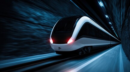 Obraz premium high-speed train speeding through tunnel