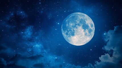 Moonlit Night Sky with Clouds