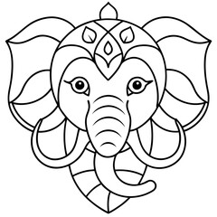 Elephant Face Mandala Coloring Page for adult and kids
