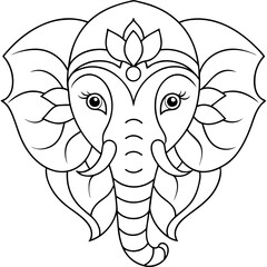 Elephant Face Mandala Coloring Page for adult and kids