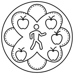 Healthy lifestyle line art pattern