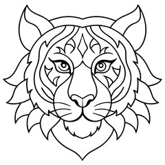 Tiger Face Mandala Coloring Page for adult and kids 
