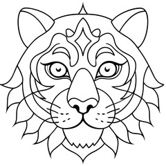 Tiger Face Mandala Coloring Page for adult and kids 