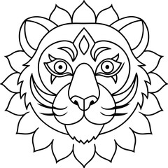 Tiger Face Mandala Coloring Page for adult and kids 