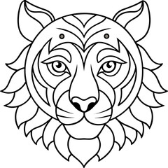 Tiger Face Mandala Coloring Page for adult and kids 