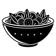 Trendy minimalist icon of salad bowl for healthy eating 