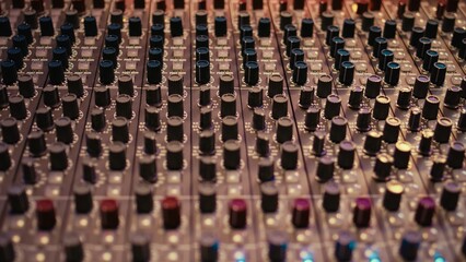 Control room panel board with buttons and switchers serve as mechanical and technical equipment of...